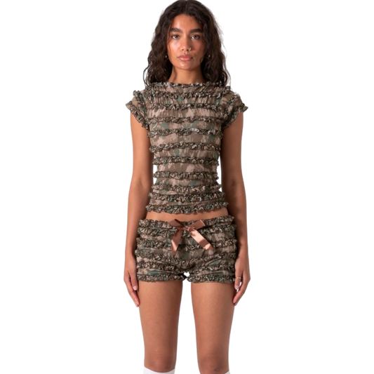 Cap-Sleeve Top & Puffy Shorts