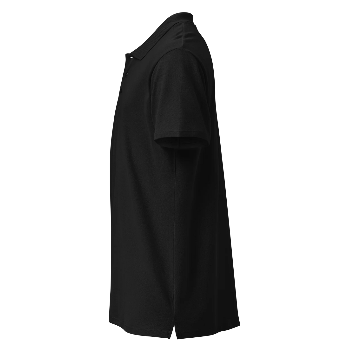 Made from 100% combed ring-spun cotton pique. Fabric weight: 6.2 oz/yd² (210 g/m²). Designed with a regular fit, ribbed collar, tone-on-tone 3-button placket, straight hem with side slits, and a spare button on the inside seam. Finished with a large monochrome DTFlex architecture print on the back.