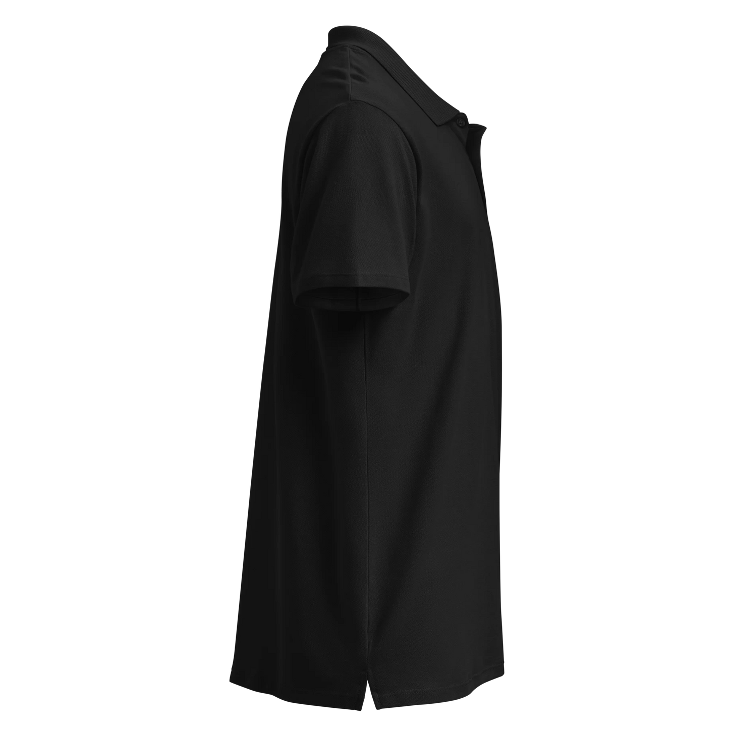 Made from 100% combed ring-spun cotton pique. Fabric weight: 6.2 oz/yd² (210 g/m²). Designed with a regular fit, ribbed collar, tone-on-tone 3-button placket, straight hem with side slits, and a spare button on the inside seam. Finished with a large monochrome DTFlex architecture print on the back.