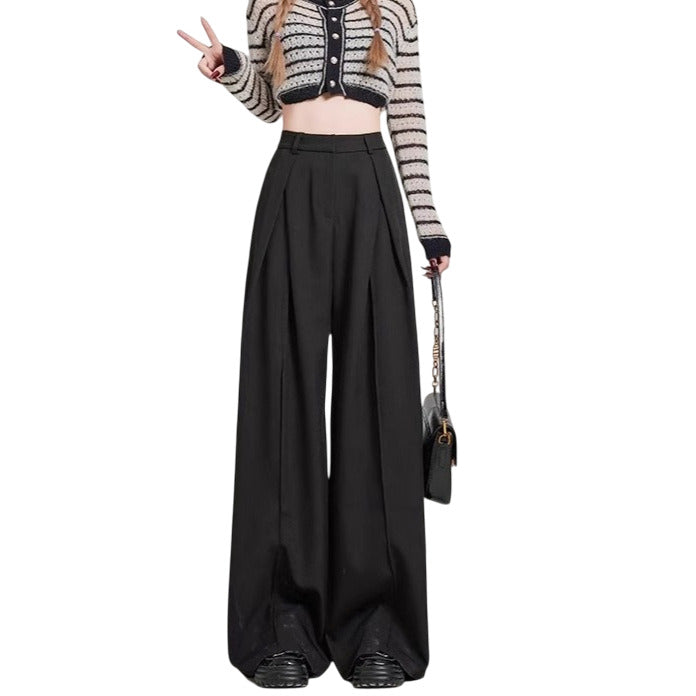 Pleat-Front Wide-Leg Trousers-Le Couture Store
