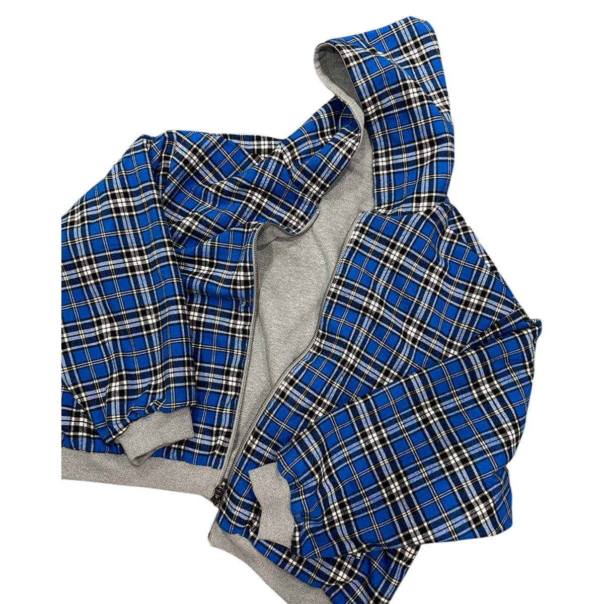 Reversible Plaid-Lined Zip Hoodie-Le Couture Store