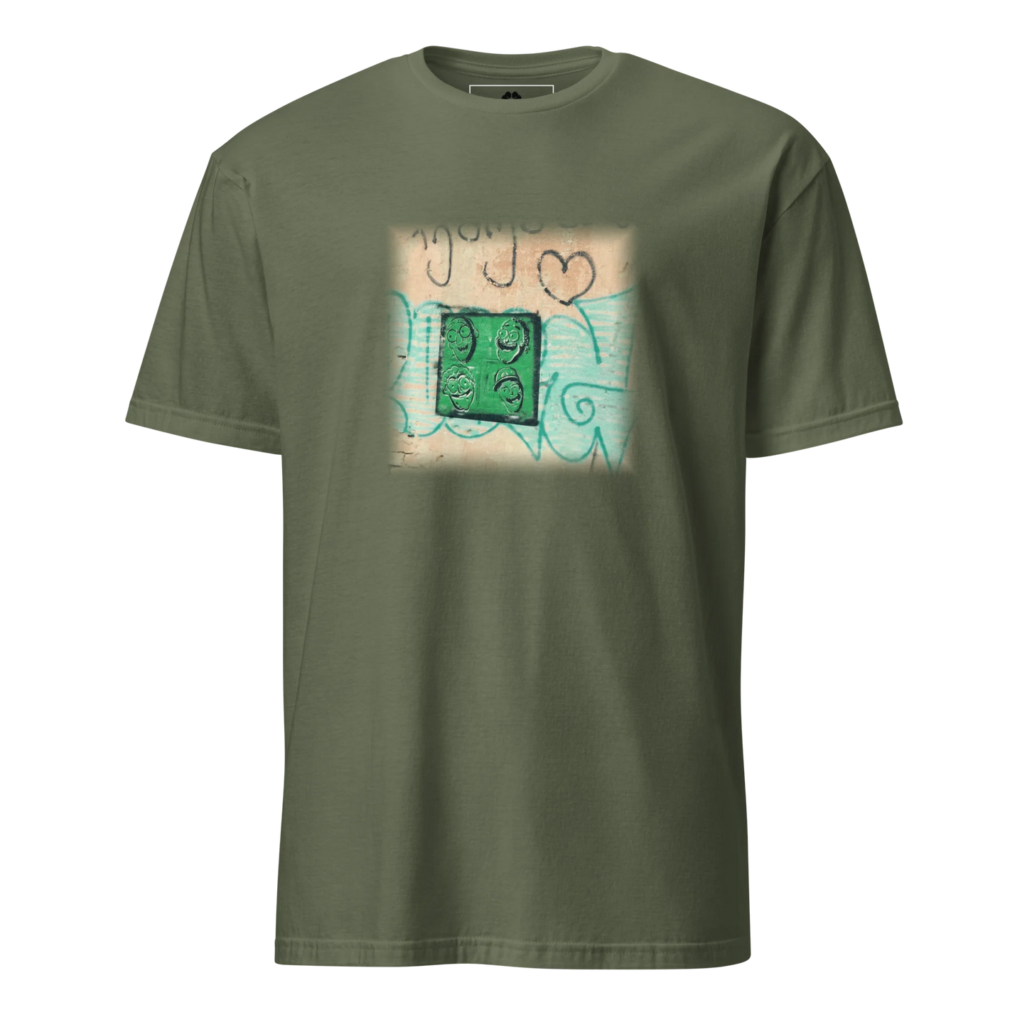 Made from 100% organic combed ring-spun cotton. Fabric weight: 5.3 oz/yd² (180 g/m²). Designed with a regular fit, set-in sleeves, 1×1 ribbed collar, double-needle topstitching on the sleeves and bottom hem, and self-fabric neck tape inside the back. Finished with a front DTG architectural print.