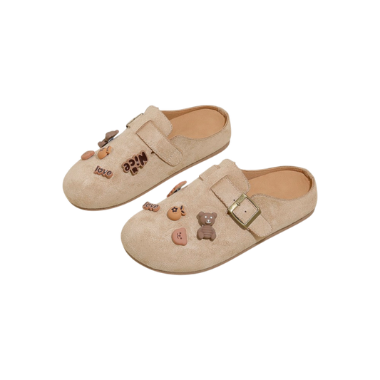Vegan Suede Charm Clog Mules-Le Couture Store