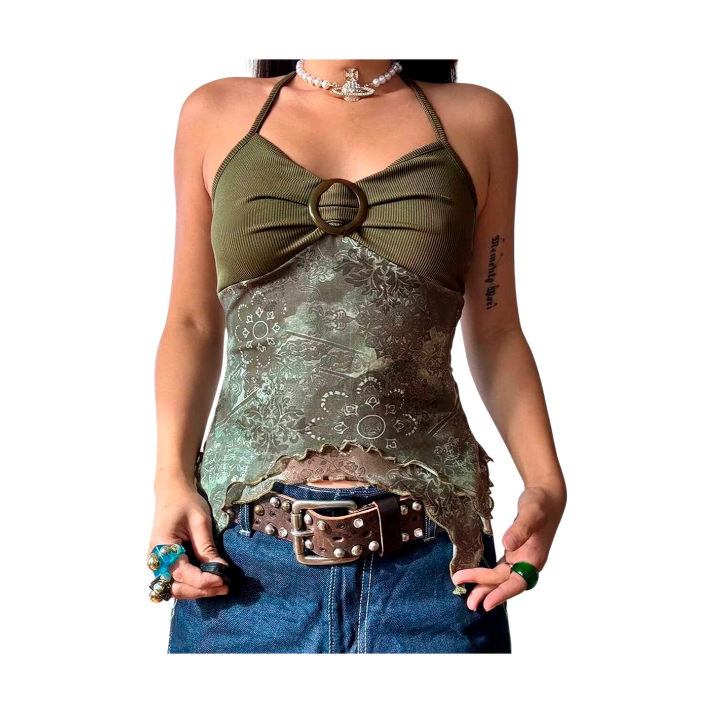 Vintage Ring-Halter Cami Top