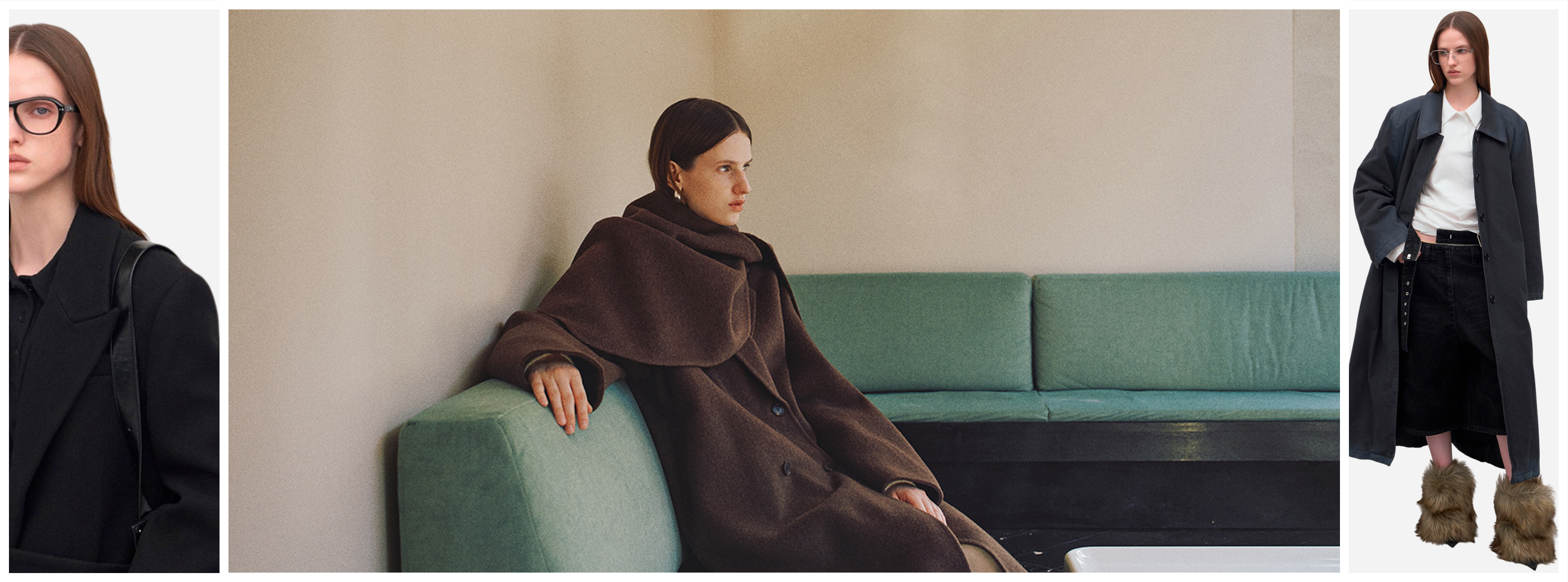 a banner with the image of a model girl who represents the outerwear category of an online store