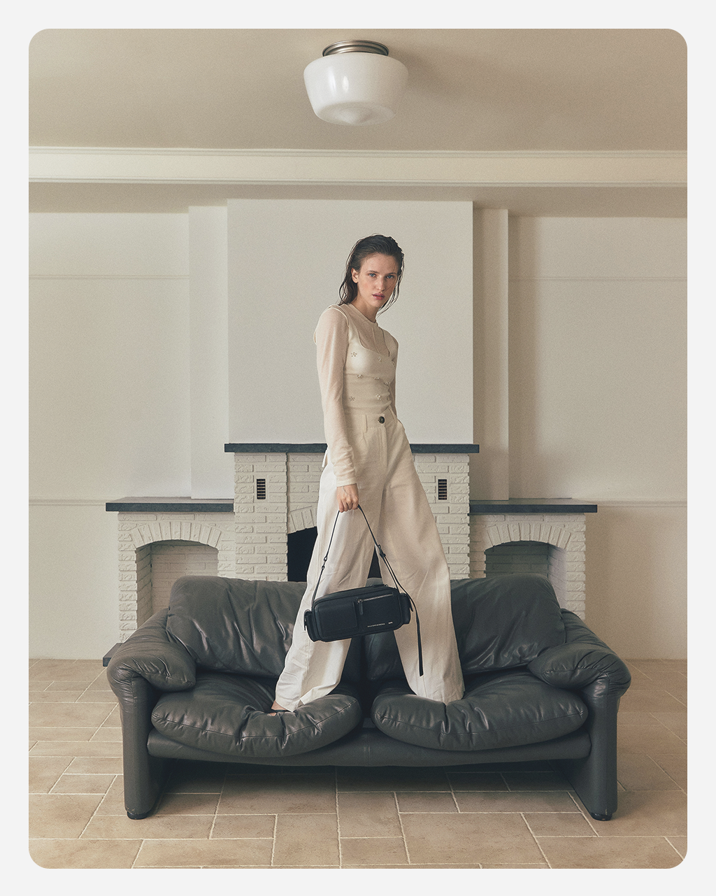 a banner with the image of a model girl who shows a bag from the collection of an online store