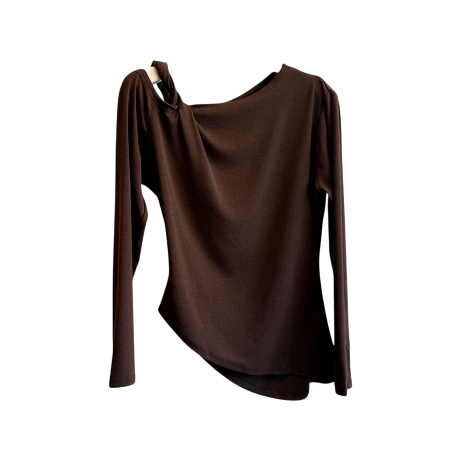 Asymmetric Jersey Long-Sleeve Top-Le Couture Store