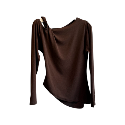 Asymmetric Jersey Long-Sleeve Top-Le Couture Store