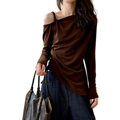 Asymmetric Jersey Long-Sleeve Top-Le Couture Store