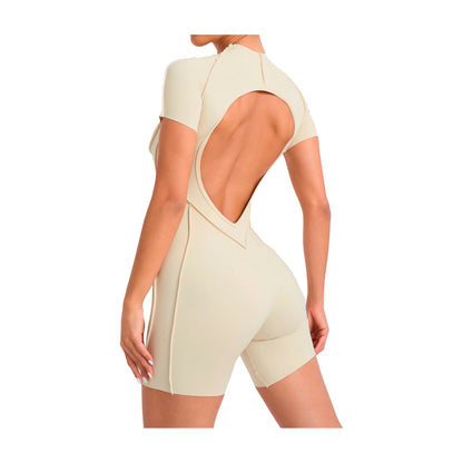 3D Contour Short-Sleeve Yoga Unitard-Le Couture Store