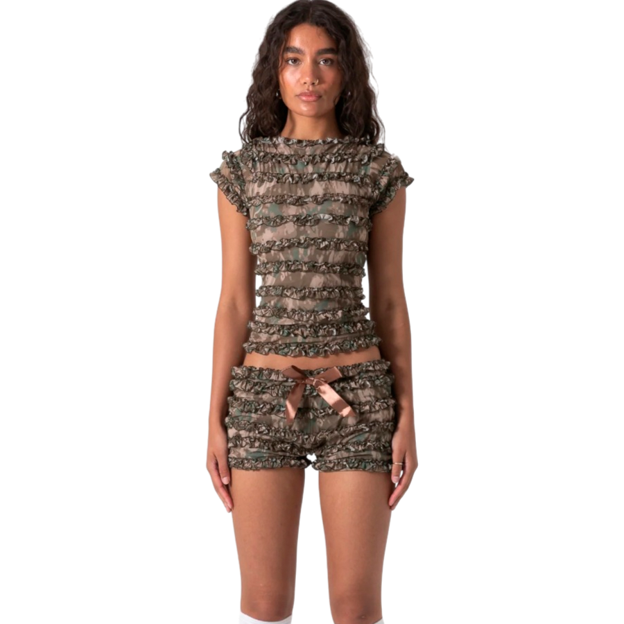 Cap-Sleeve Top & Puffy Shorts