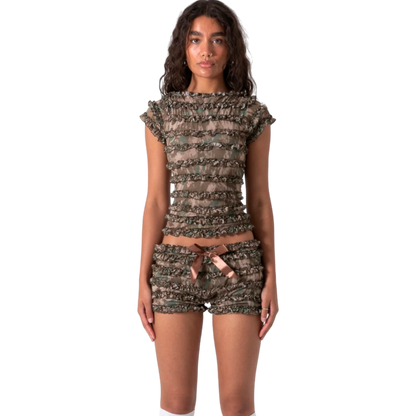 Cap-Sleeve Top & Puffy Shorts