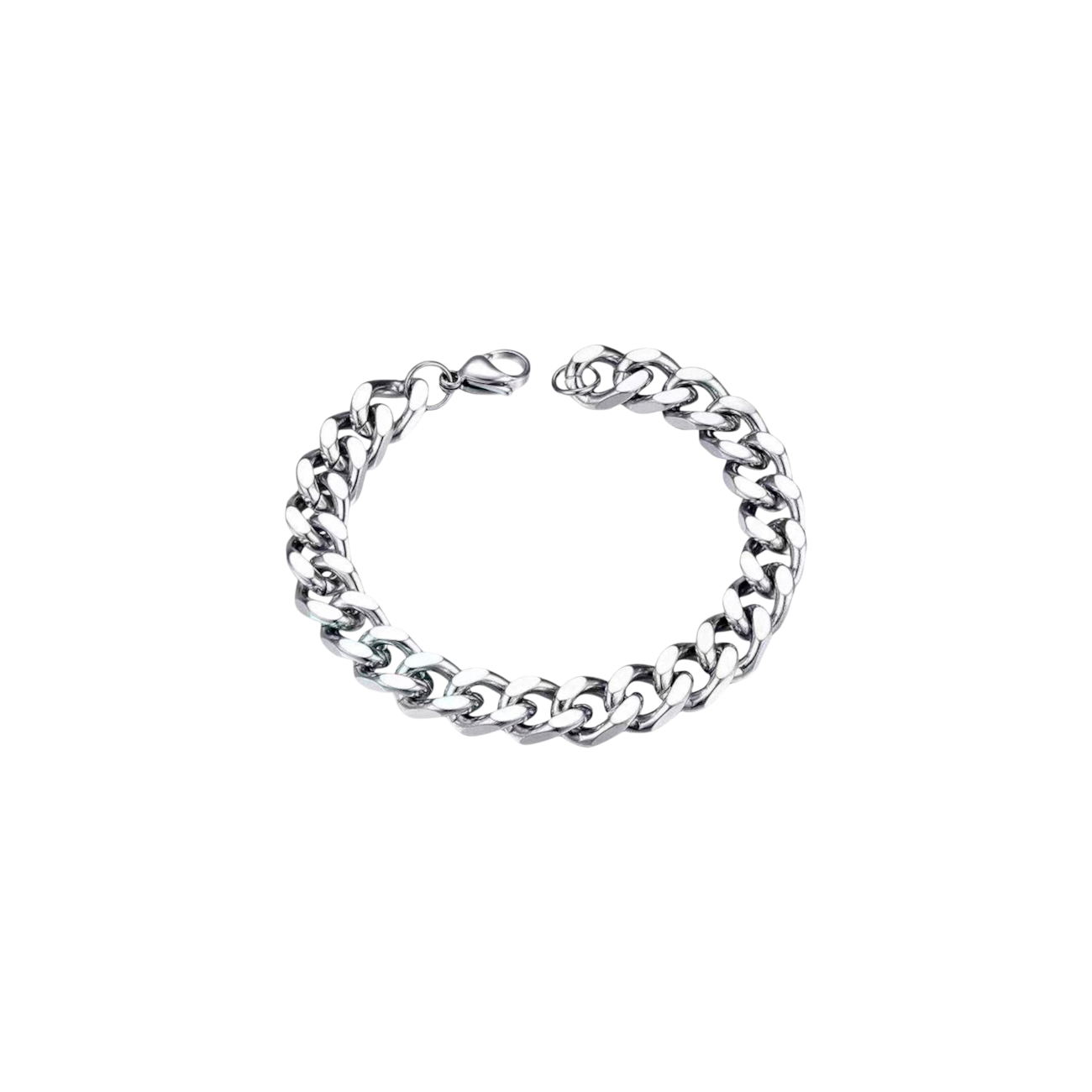Silver chain bracelet on a white background