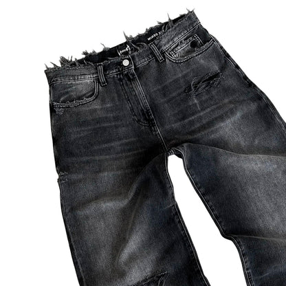 Distressed Raw-Edge Jeans-Le Couture Store