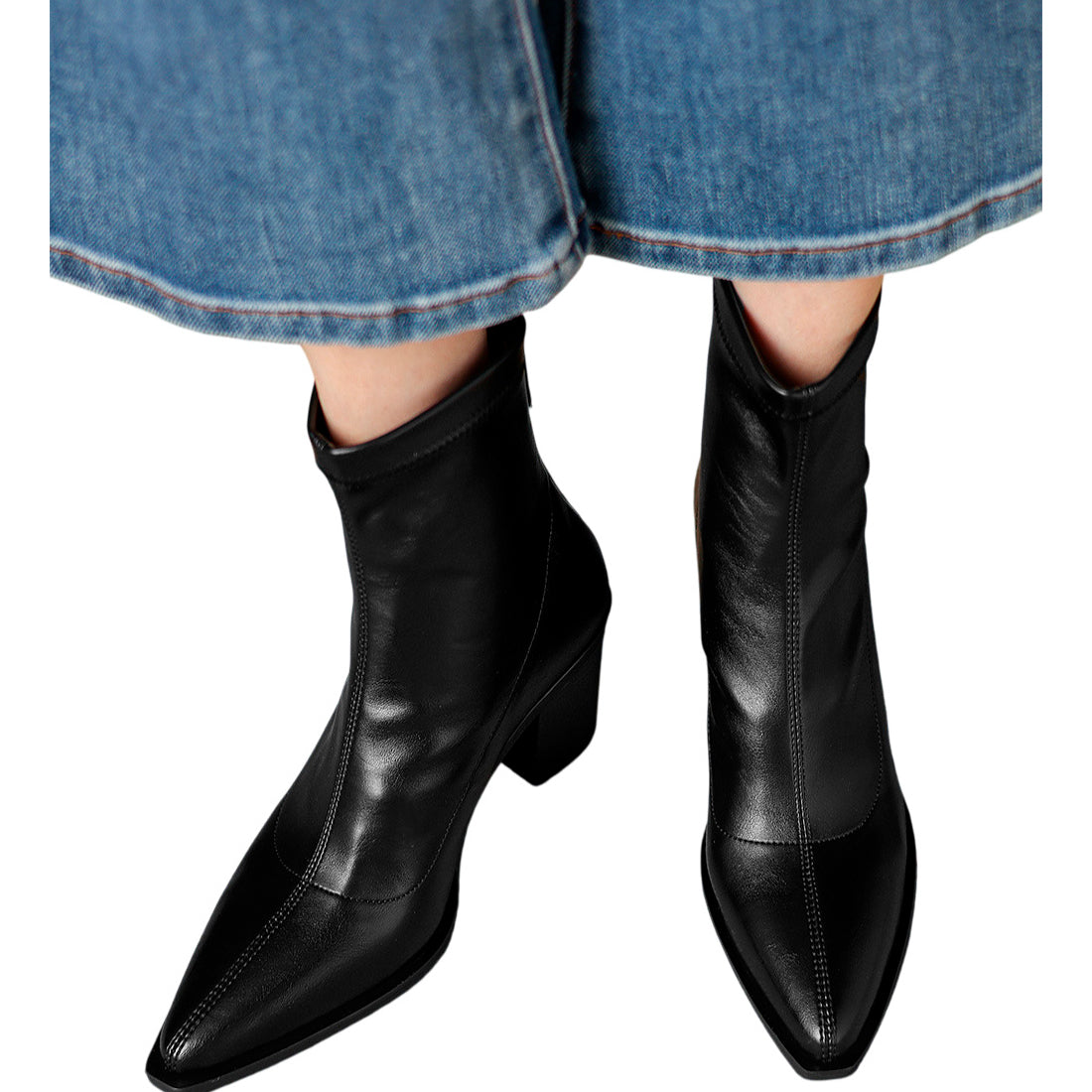 Pointed-Toe Stretch Ankle Boots-Le Couture Store