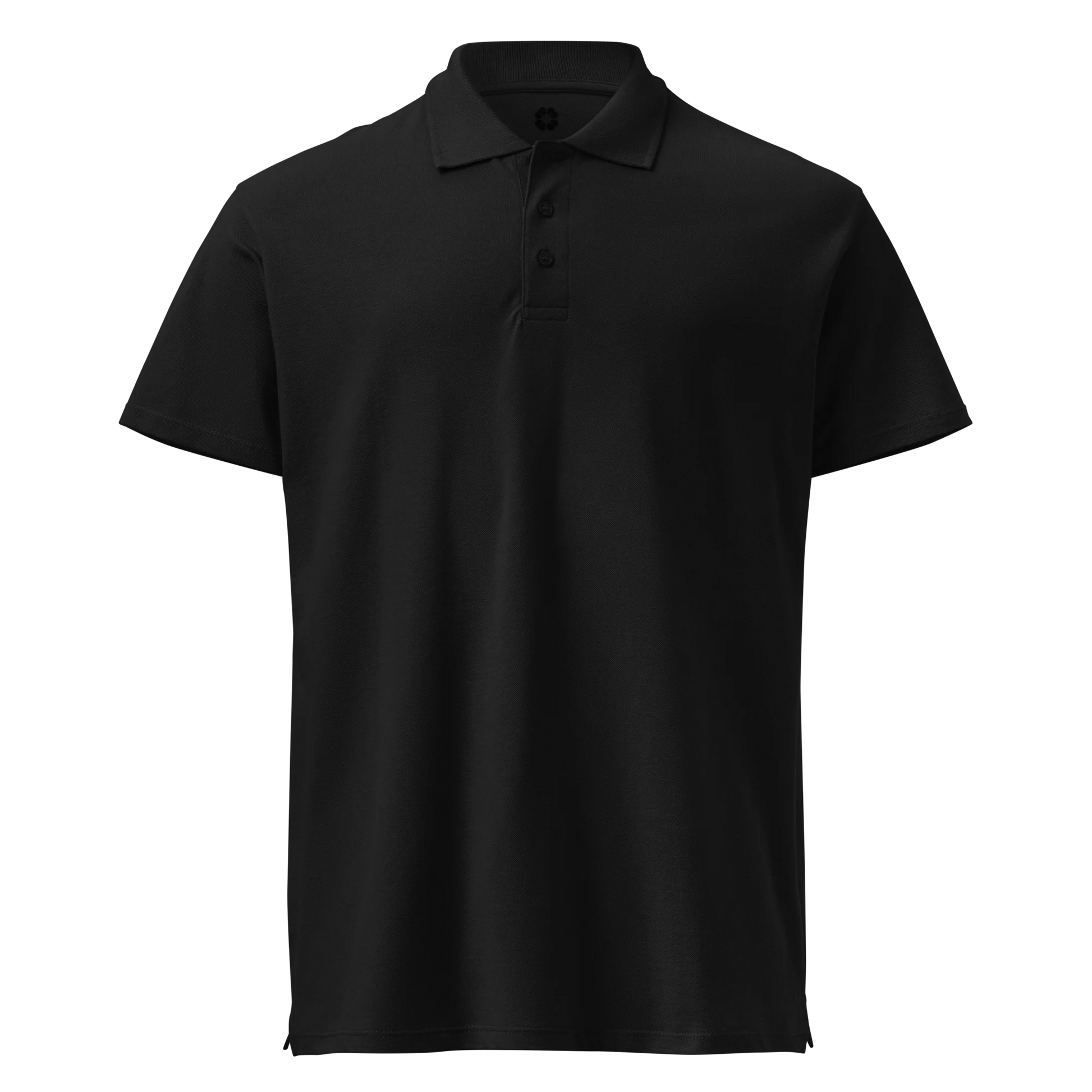 Made from 100% combed ring-spun cotton pique. Fabric weight: 6.2 oz/yd² (210 g/m²). Designed with a regular fit, ribbed collar, tone-on-tone 3-button placket, straight hem with side slits, and a spare button on the inside seam. Finished with a large monochrome DTFlex architecture print on the back.