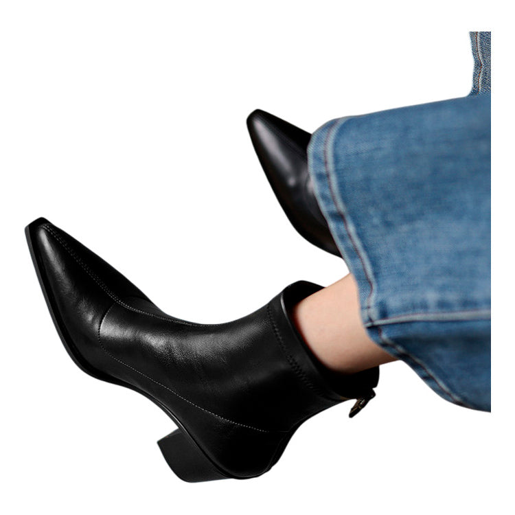 Pointed-Toe Stretch Ankle Boots-Le Couture Store