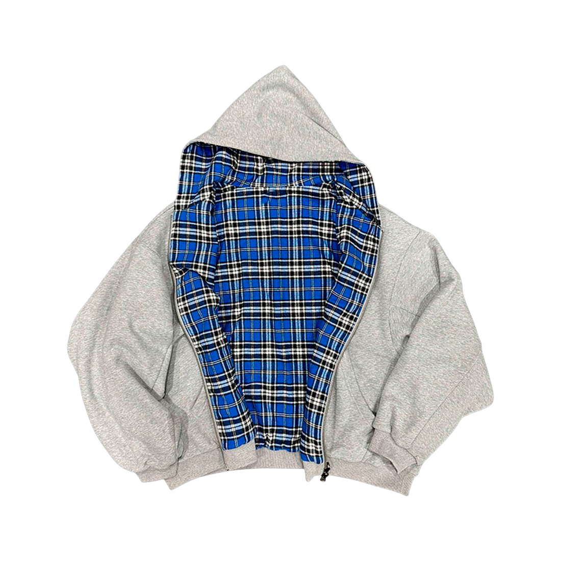 Reversible Plaid-Lined Zip Hoodie-Le Couture Store