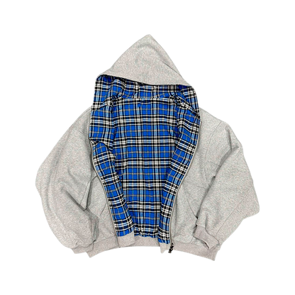 Reversible Plaid-Lined Zip Hoodie-Le Couture Store