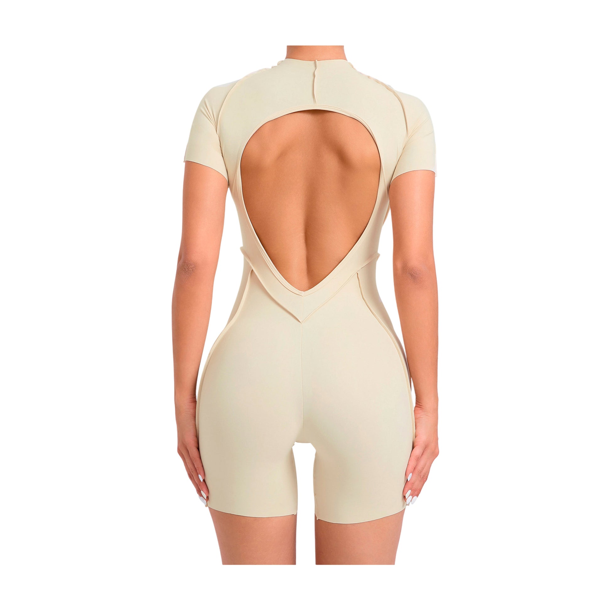 3D Contour Short-Sleeve Yoga Unitard-Le Couture Store