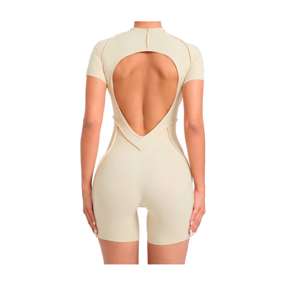 3D Contour Short-Sleeve Yoga Unitard-Le Couture Store