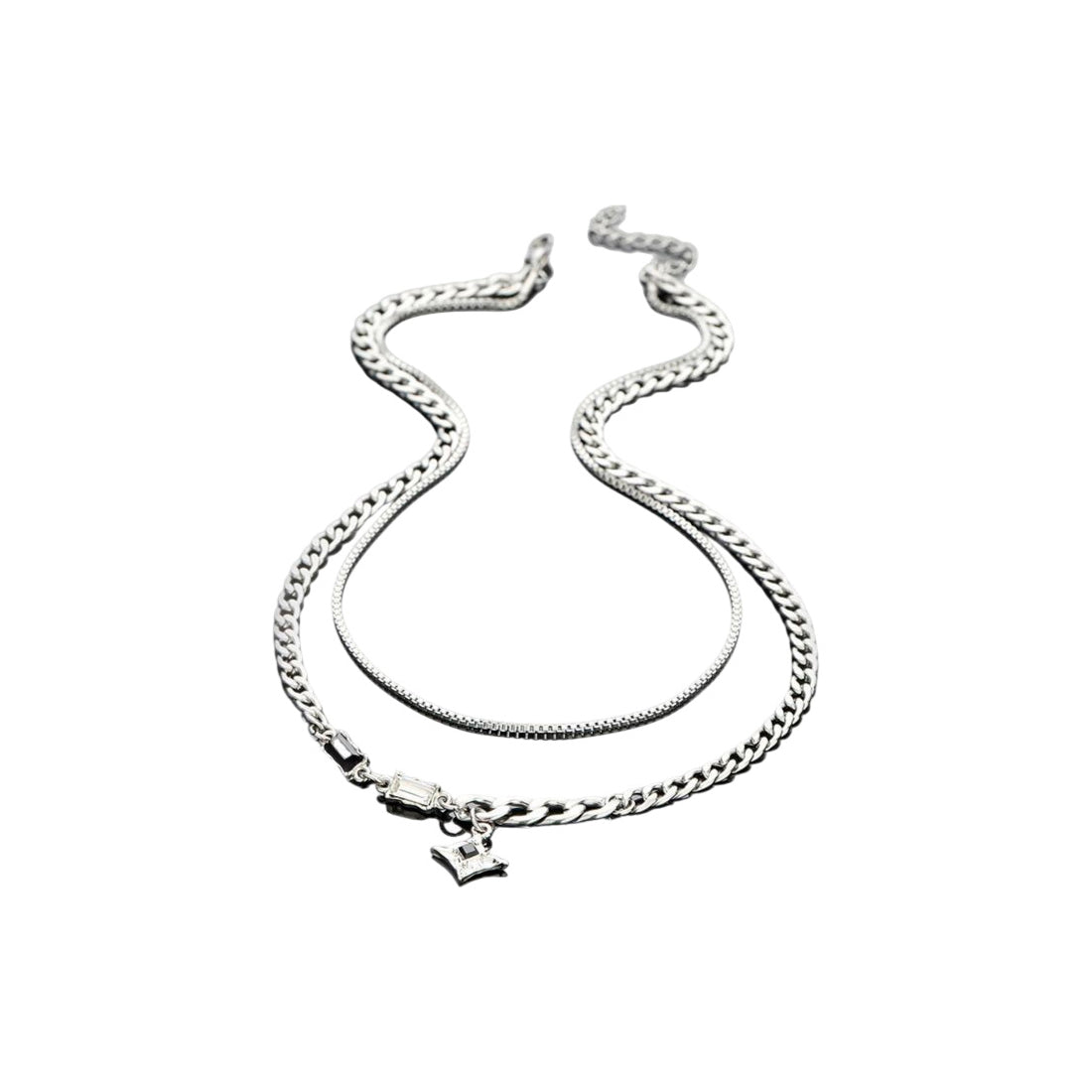 Two-Layer Cuban Steel Necklace-Le Couture Store
