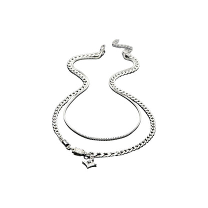 Two-Layer Cuban Steel Necklace-Le Couture Store