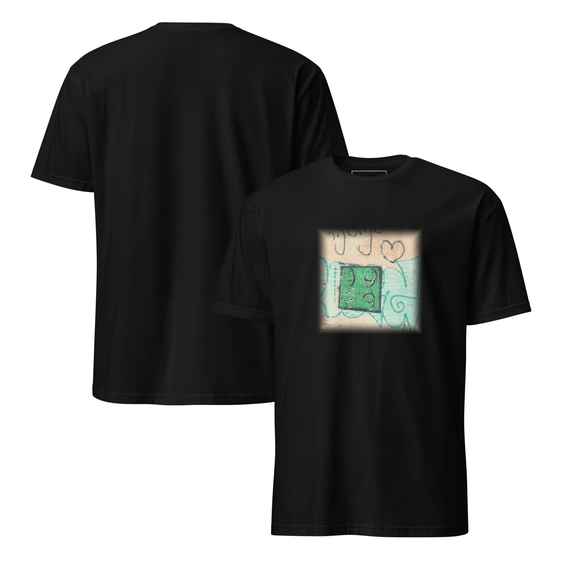 Made from 100% organic combed ring-spun cotton. Fabric weight: 5.3 oz/yd² (180 g/m²). Designed with a regular fit, set-in sleeves, 1×1 ribbed collar, double-needle topstitching on the sleeves and bottom hem, and self-fabric neck tape inside the back. Finished with a front DTG architectural print.