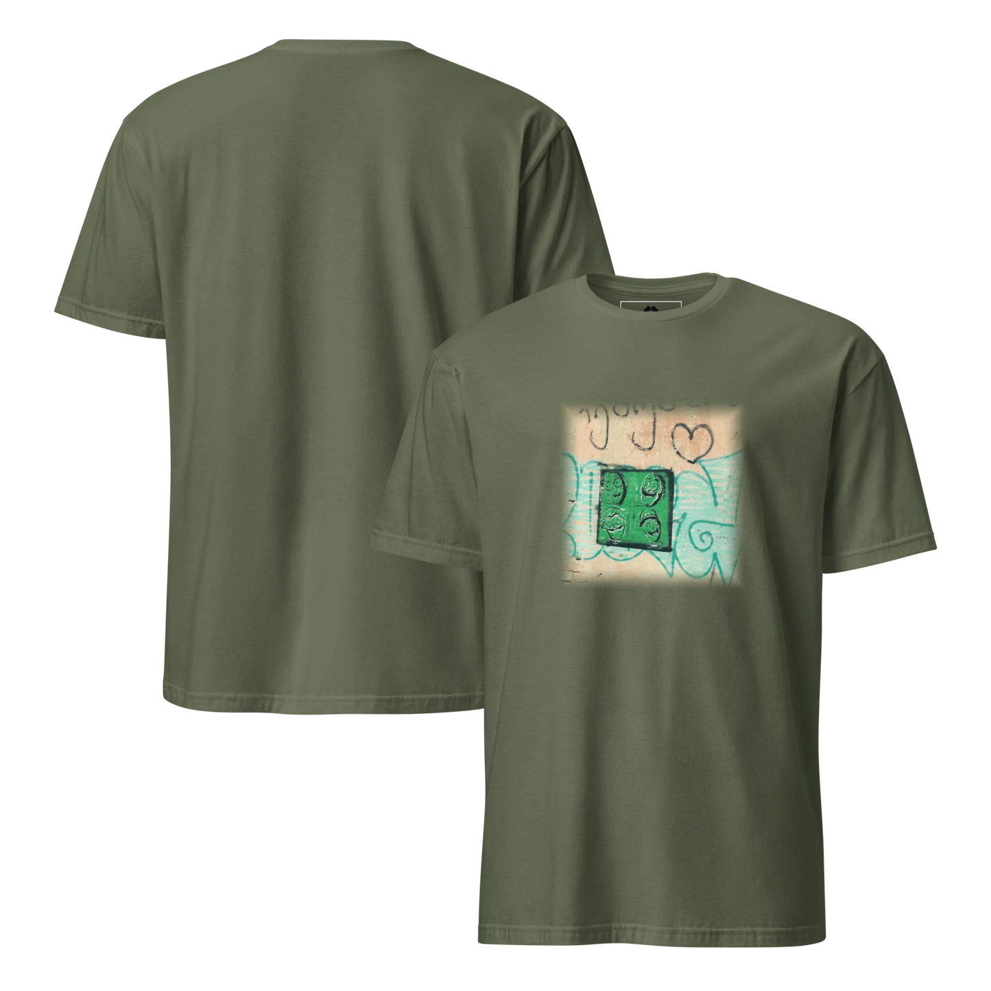 Made from 100% organic combed ring-spun cotton. Fabric weight: 5.3 oz/yd² (180 g/m²). Designed with a regular fit, set-in sleeves, 1×1 ribbed collar, double-needle topstitching on the sleeves and bottom hem, and self-fabric neck tape inside the back. Finished with a front DTG architectural print.