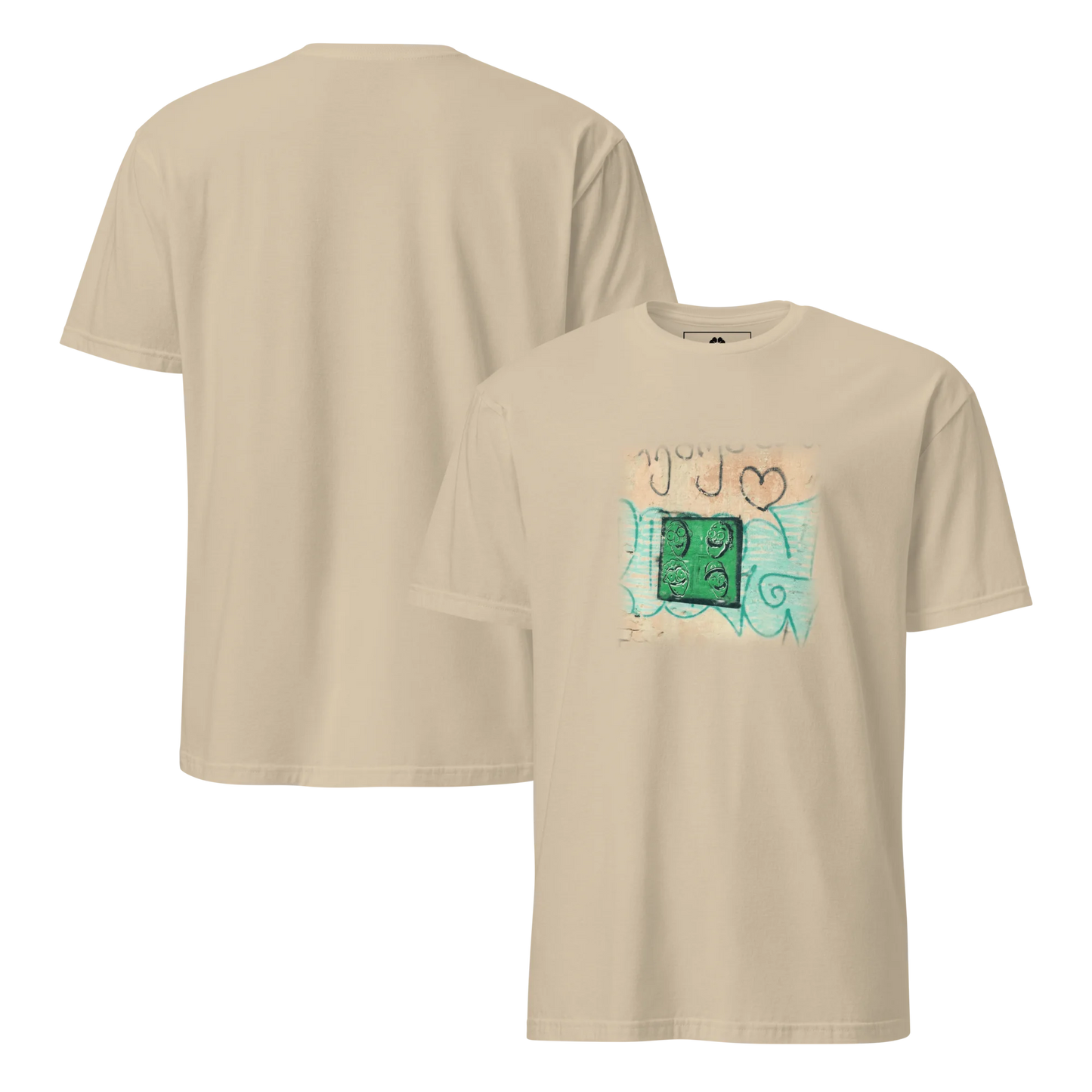 Made from 100% organic combed ring-spun cotton. Fabric weight: 5.3 oz/yd² (180 g/m²). Designed with a regular fit, set-in sleeves, 1×1 ribbed collar, double-needle topstitching on the sleeves and bottom hem, and self-fabric neck tape inside the back. Finished with a front DTG architectural print.