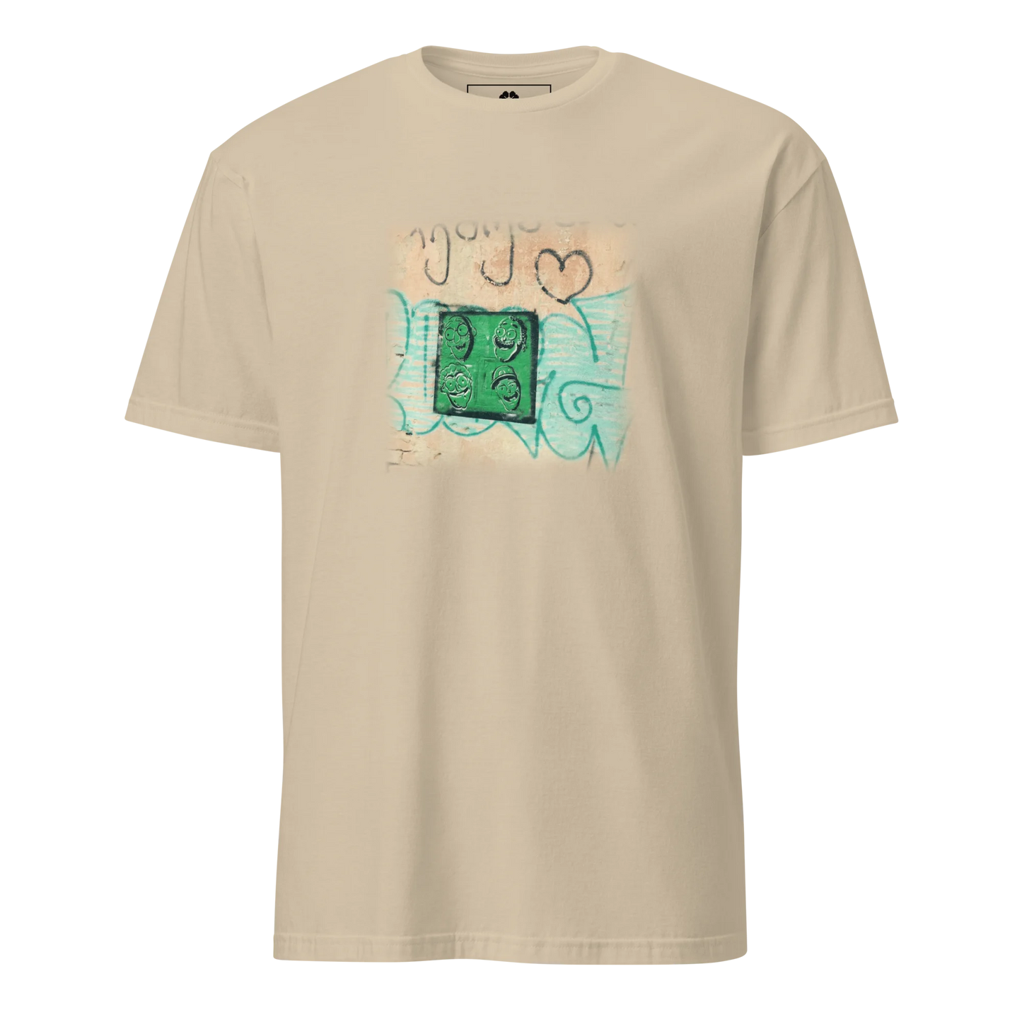 Made from 100% organic combed ring-spun cotton. Fabric weight: 5.3 oz/yd² (180 g/m²). Designed with a regular fit, set-in sleeves, 1×1 ribbed collar, double-needle topstitching on the sleeves and bottom hem, and self-fabric neck tape inside the back. Finished with a front DTG architectural print.