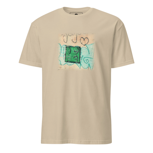 Made from 100% organic combed ring-spun cotton. Fabric weight: 5.3 oz/yd² (180 g/m²). Designed with a regular fit, set-in sleeves, 1×1 ribbed collar, double-needle topstitching on the sleeves and bottom hem, and self-fabric neck tape inside the back. Finished with a front DTG architectural print.