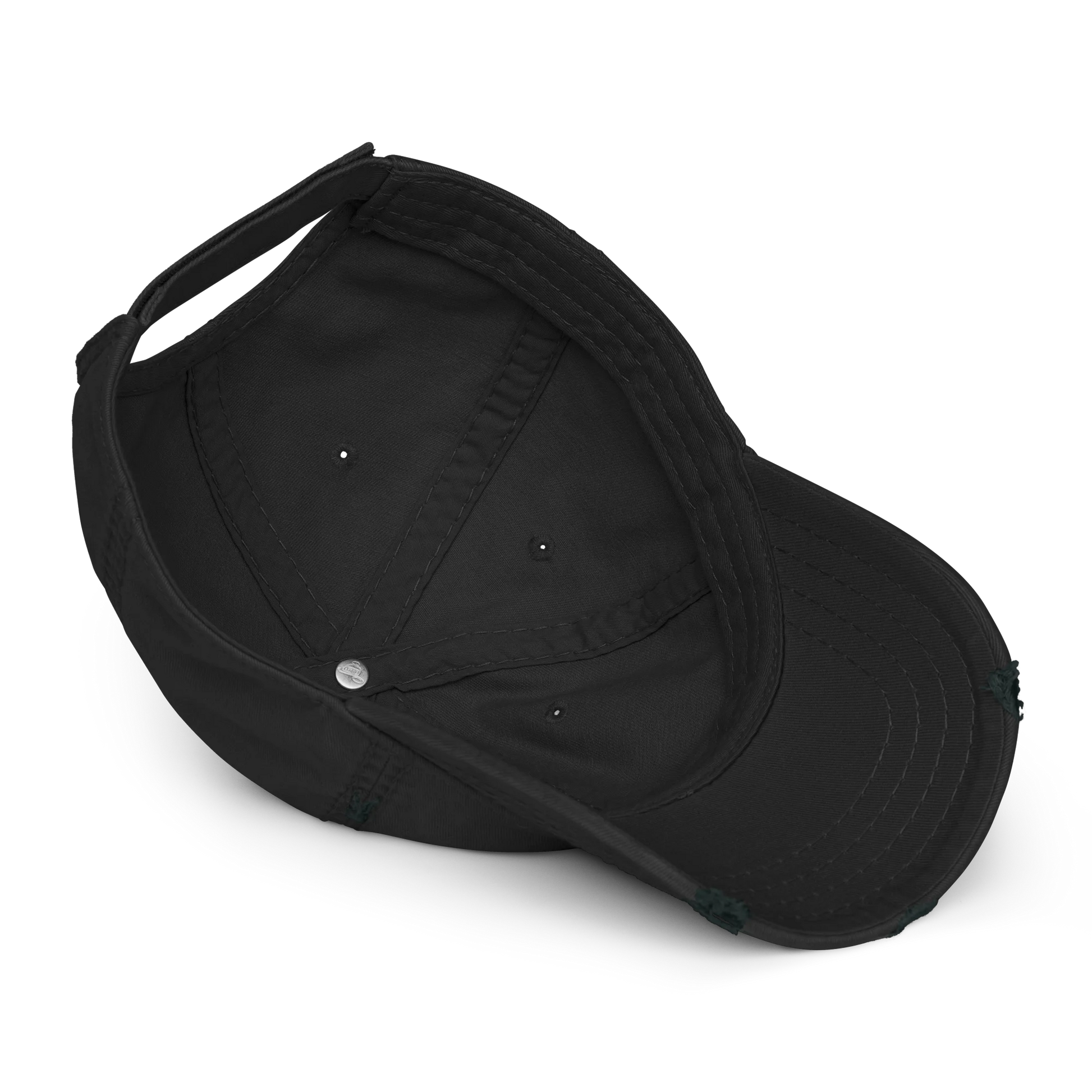 Made from 100% pre-shrunk cotton twill. Designed as an unstructured 6-panel cap with a low profile, soft crown, curved visor, six sewn eyelets, four stitched rows on the visor, seamed front panel without buckram, and adjustable hook-and-loop closure. The crown and visor feature distressed fabric detailing for a worn-in appearance. Finished with Old Gold Solstice Loop embroidery on the front.