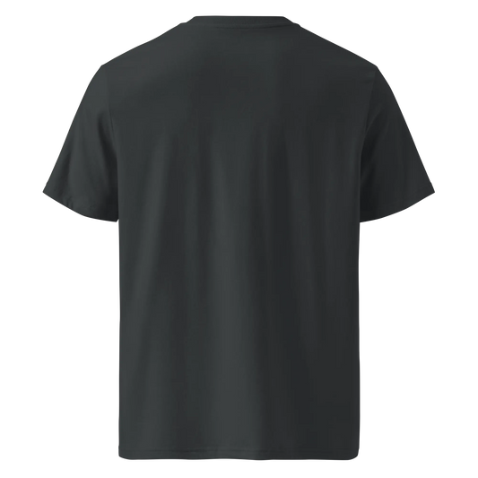 Made from 100% organic combed ring-spun cotton. Fabric weight: 5.3 oz/yd² (180 g/m²). Designed with a regular fit, set-in sleeves, 1×1 ribbed collar, double-needle topstitching on the sleeves and bottom hem, and self-fabric neck tape inside the back. Finished with a front DTG architectural print.