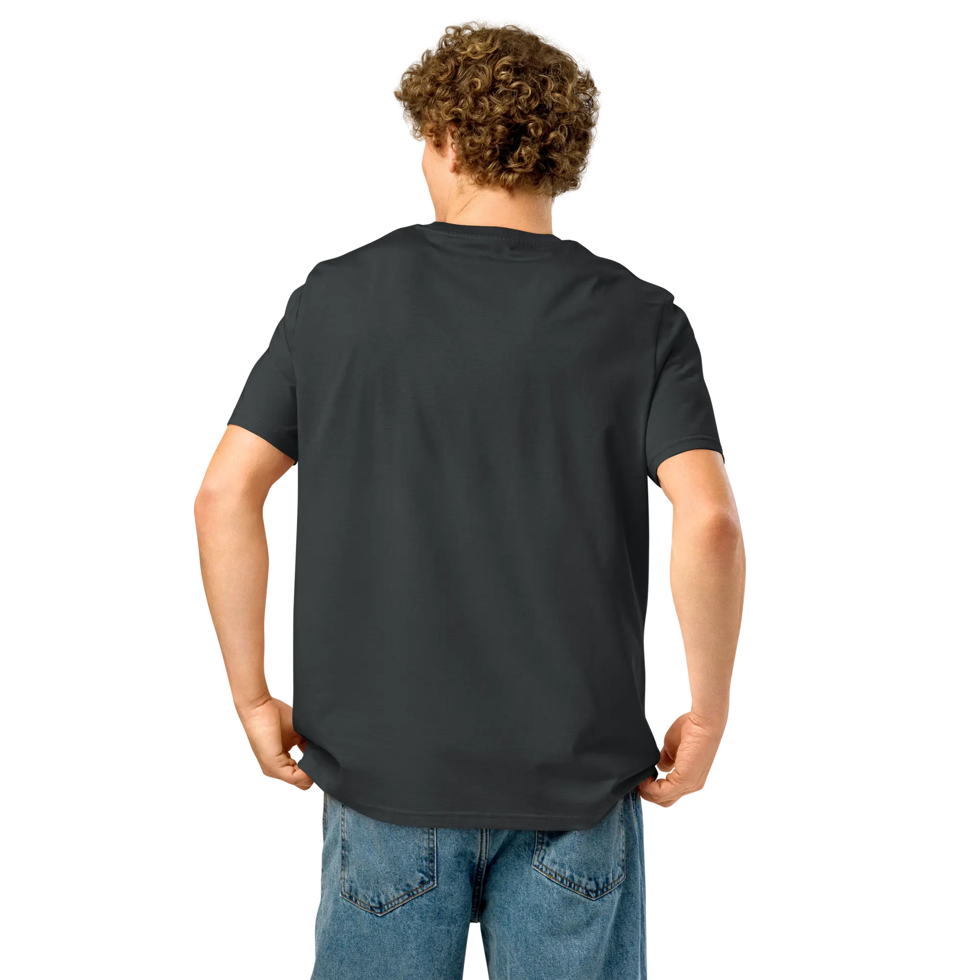 Made from 100% organic combed ring-spun cotton. Fabric weight: 5.3 oz/yd² (180 g/m²). Designed with a regular fit, set-in sleeves, 1×1 ribbed collar, double-needle topstitching on the sleeves and bottom hem, and self-fabric neck tape inside the back. Finished with a front DTG architectural print and a custom inside label.