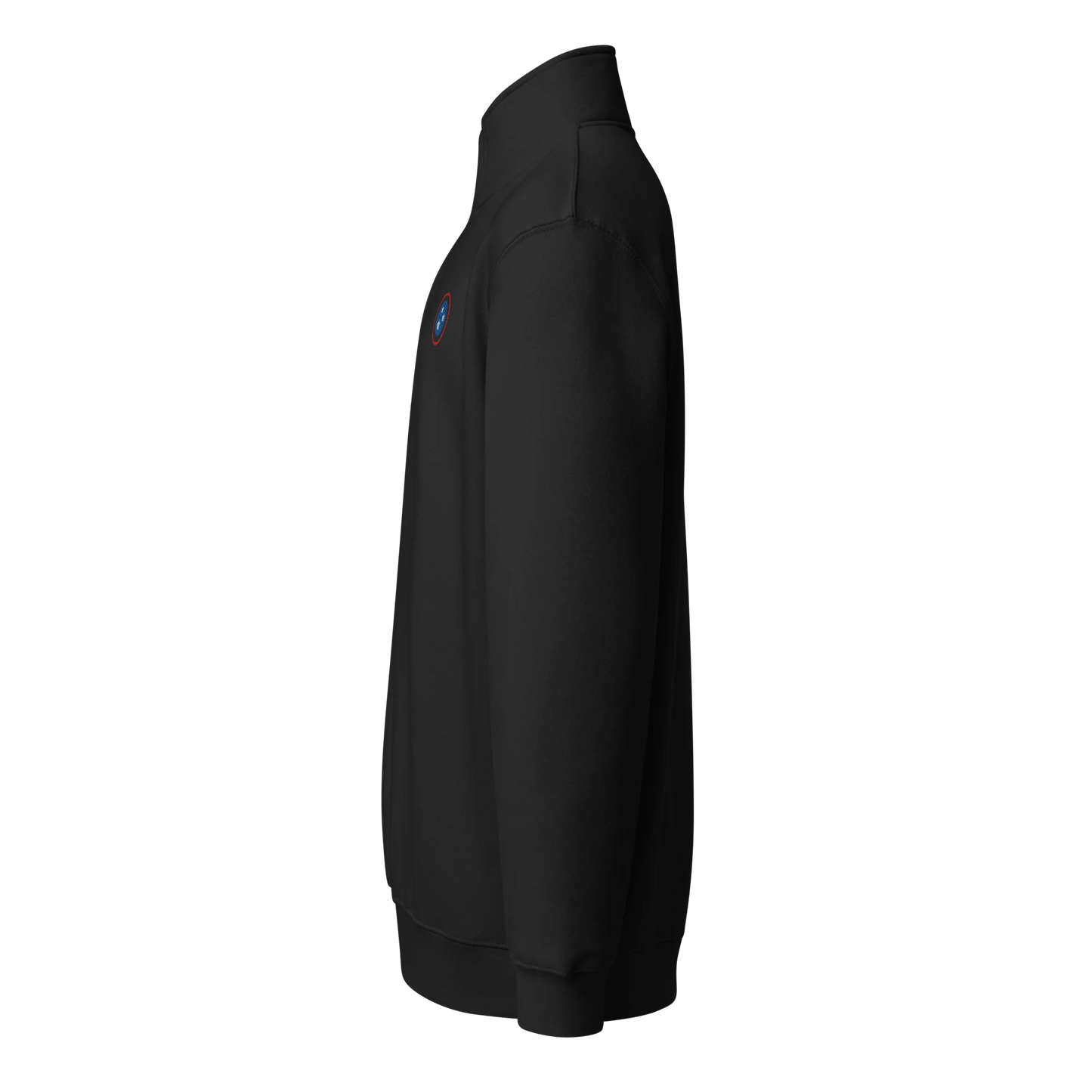 Made from 3-end fleece with a 100% cotton face. Solid colors are made from 80% cotton and 20% recycled polyester. Fabric weight: 8.25 oz/yd² (280 g/m²). Designed with a relaxed fit, mock neck, quarter-zip closure, ribbed cuffs and waistband, side-seamed construction, double-needle topstitching on all seams, and a tear-away tag. Finished with multicolor left-chest embroidery