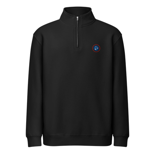 Made from 3-end fleece with a 100% cotton face. Solid colors are made from 80% cotton and 20% recycled polyester. Fabric weight: 8.25 oz/yd² (280 g/m²). Designed with a relaxed fit, mock neck, quarter-zip closure, ribbed cuffs and waistband, side-seamed construction, double-needle topstitching on all seams, and a tear-away tag. Finished with multicolor left-chest embroidery