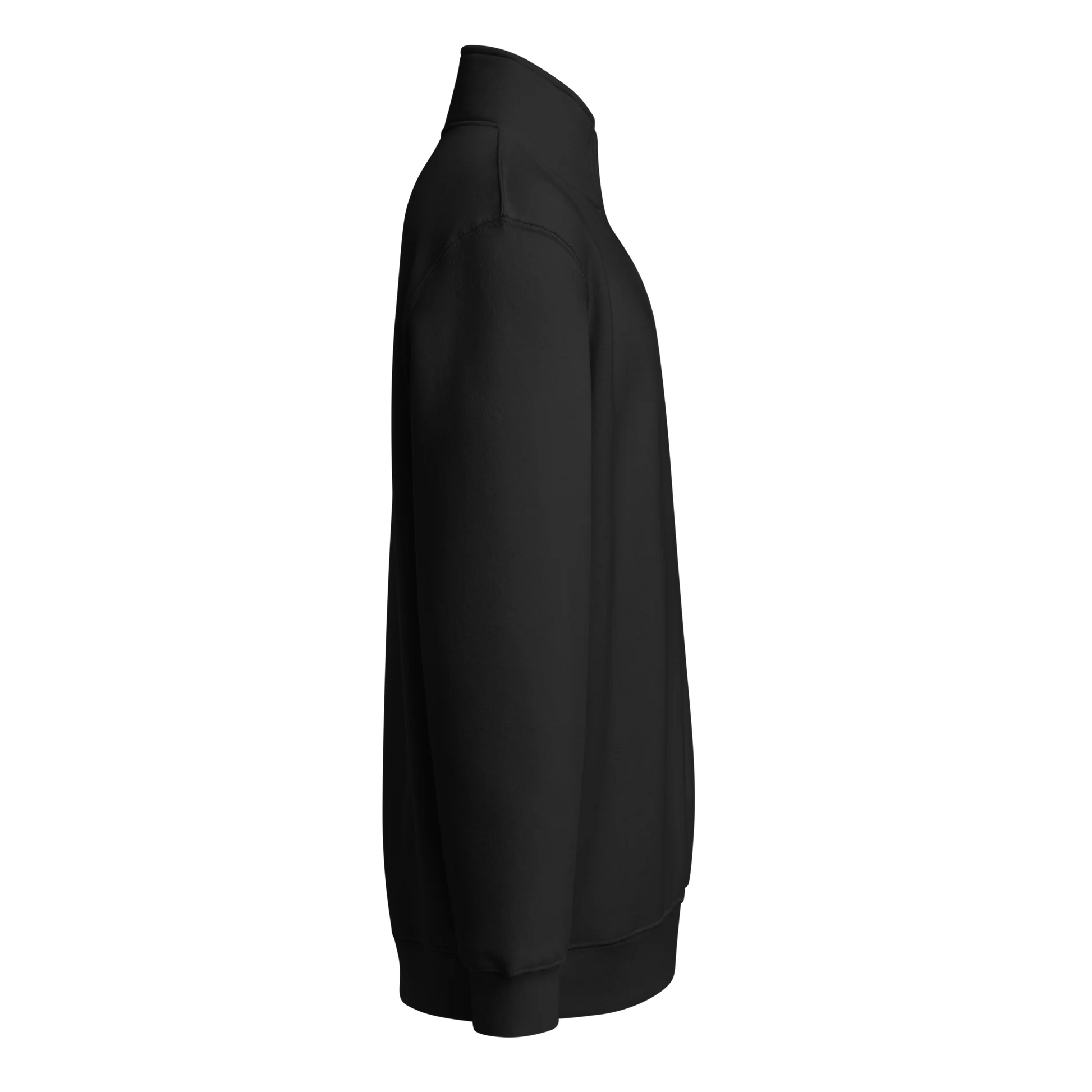 Made from 3-end fleece with a 100% cotton face. Solid colors are made from 80% cotton and 20% recycled polyester. Fabric weight: 8.25 oz/yd² (280 g/m²). Designed with a relaxed fit, mock neck, quarter-zip closure, ribbed cuffs and waistband, side-seamed construction, double-needle topstitching on all seams, and a tear-away tag. Finished with multicolor left-chest embroidery