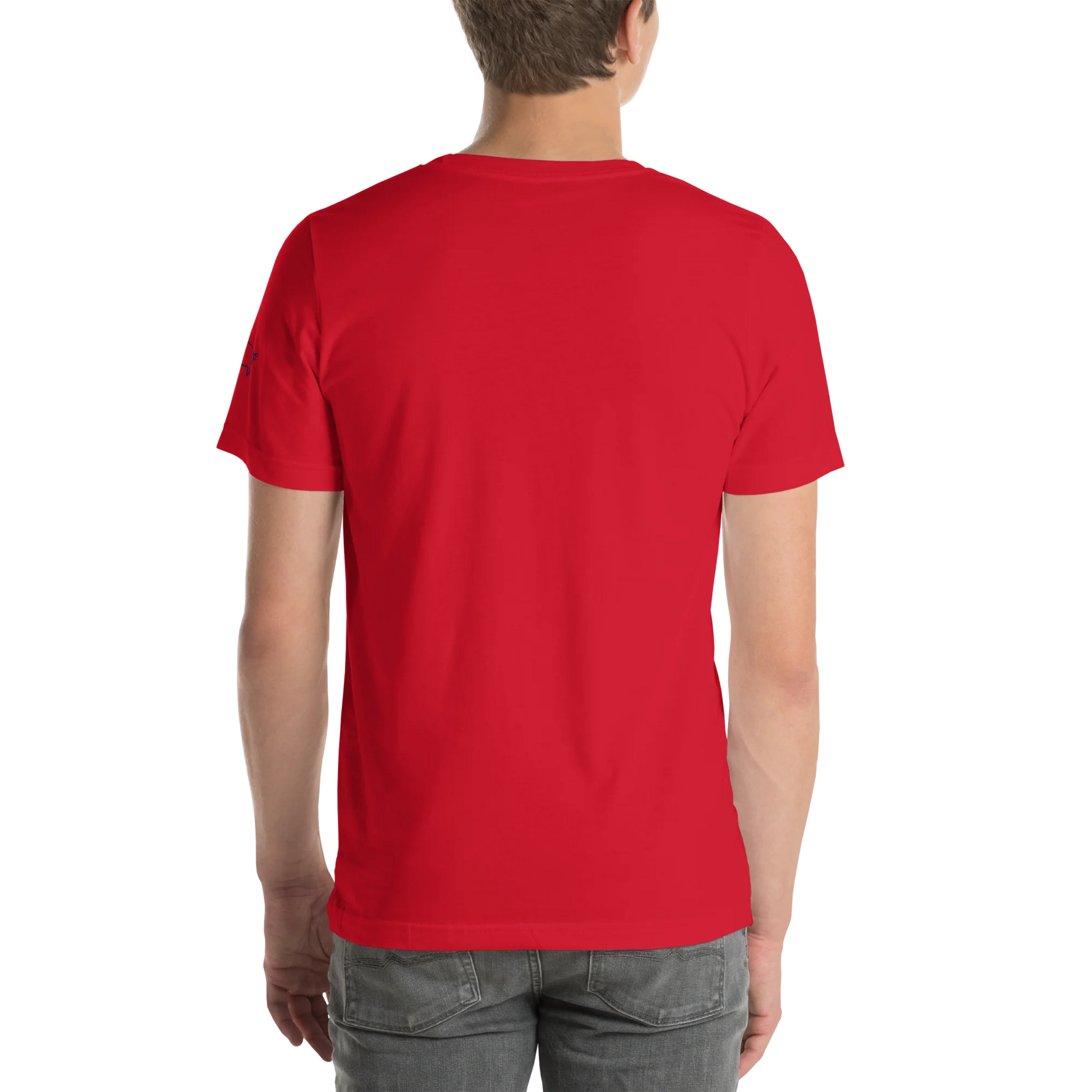 Made from soft, lightweight 100% Airlume combed and ring-spun cotton with just the right amount of stretch. Fabric weight: 4.2 oz/yd² (142 g/m²). Designed with a regular fit, standard length, side-seamed construction, shoulder-to-shoulder taping, pre-shrunk fabric, and a tear-away label. Finished with navy pig silhouette embroidery on the left sleeve.