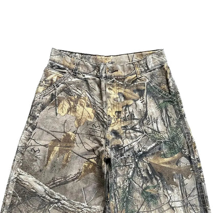 Washed Branch-Camo Wide-Leg Jeans-Le Couture Store