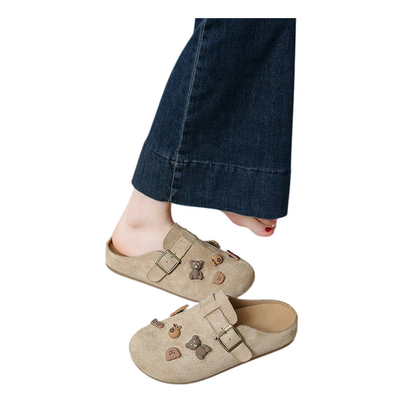 Vegan Suede Charm Clog Mules-Le Couture Store