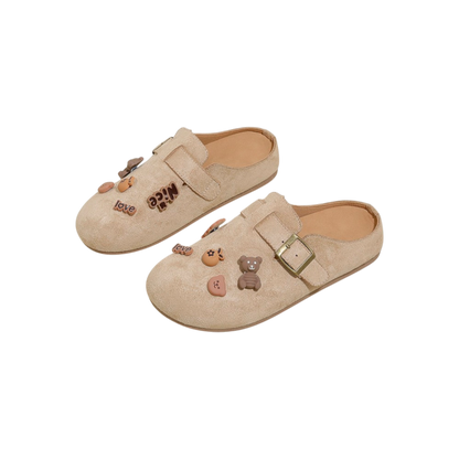 Vegan Suede Charm Clog Mules-Le Couture Store