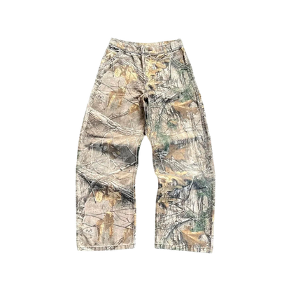 Washed Branch-Camo Wide-Leg Jeans