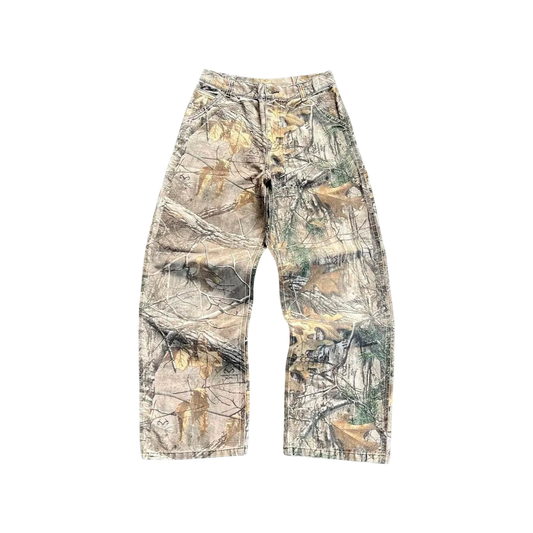 Washed Branch-Camo Wide-Leg Jeans