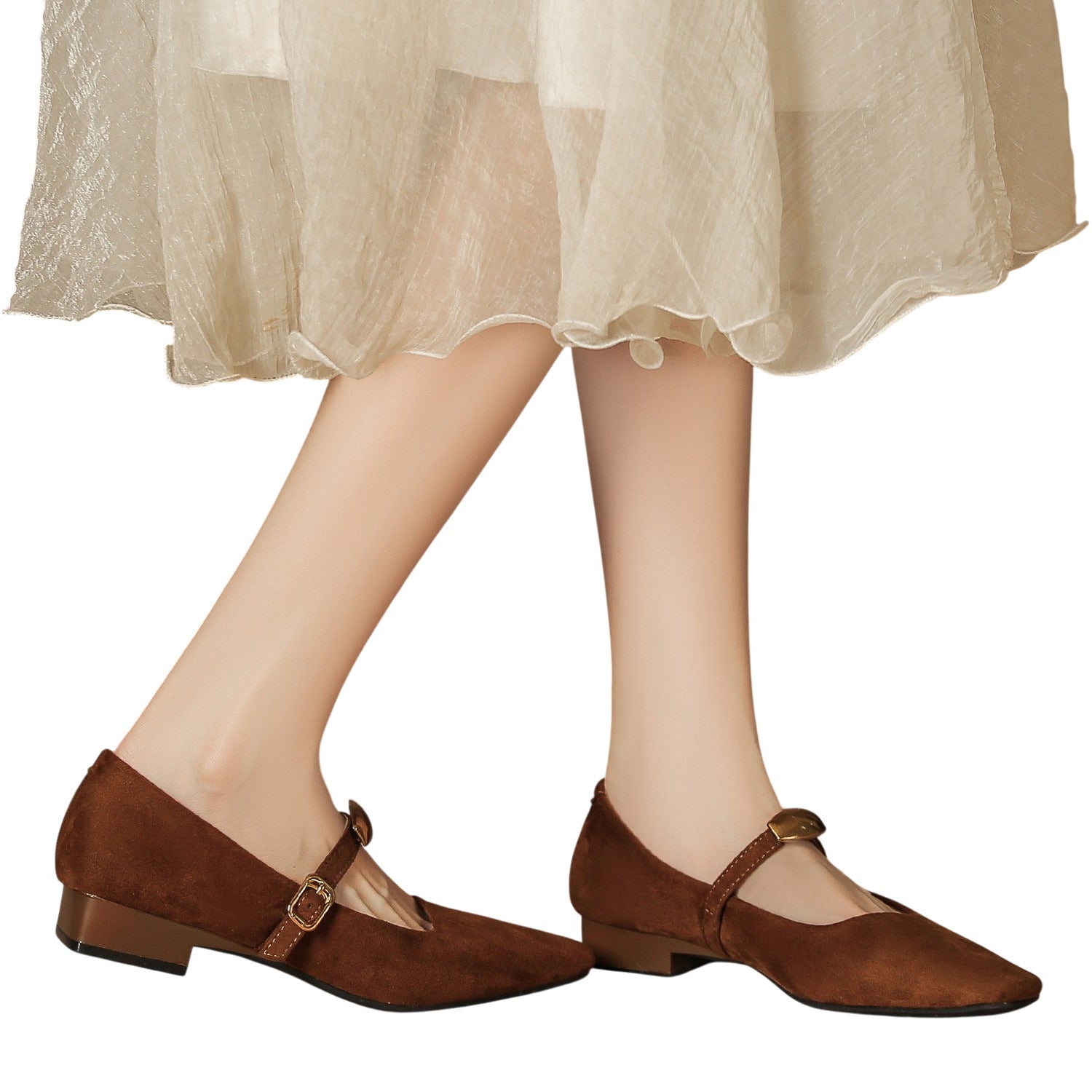 Retro Suede Mary Jane Flats-Le Couture Store