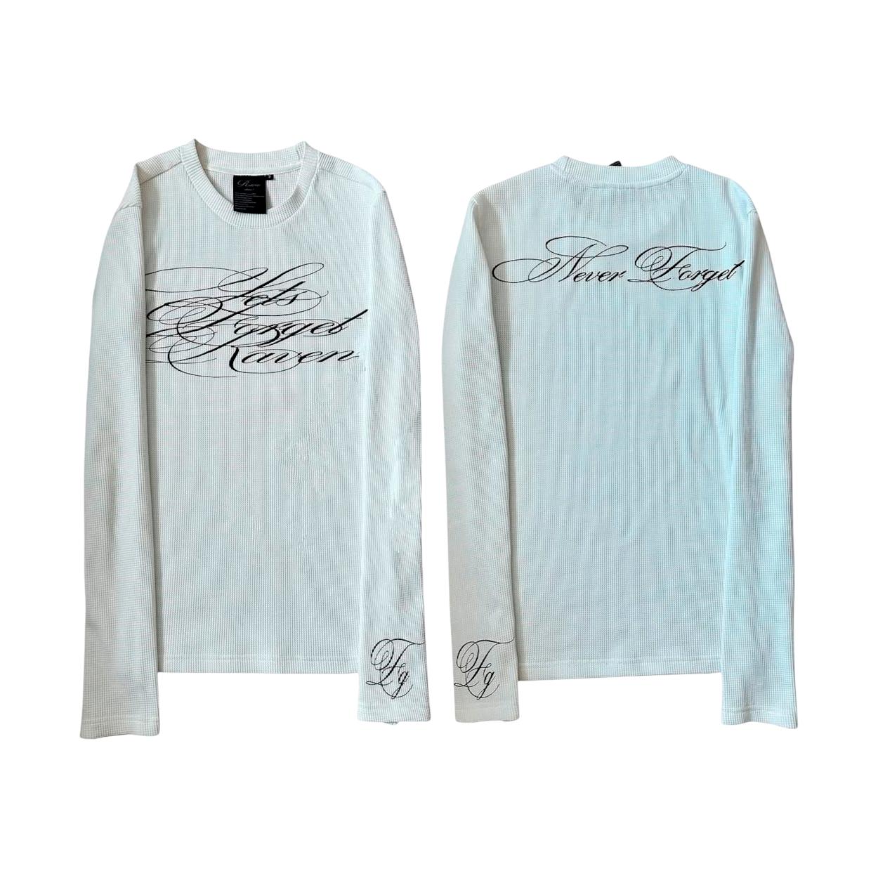 Waffle-Knit Long Sleeve Retro Script-Le Couture Store